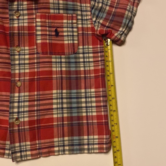 Nice! RALPH LAUREN PLAID POLO RED BLUE SHIRT SHORT SLEEVE BUTTON-DOWN SIZE 4T - Picture 6 of 10